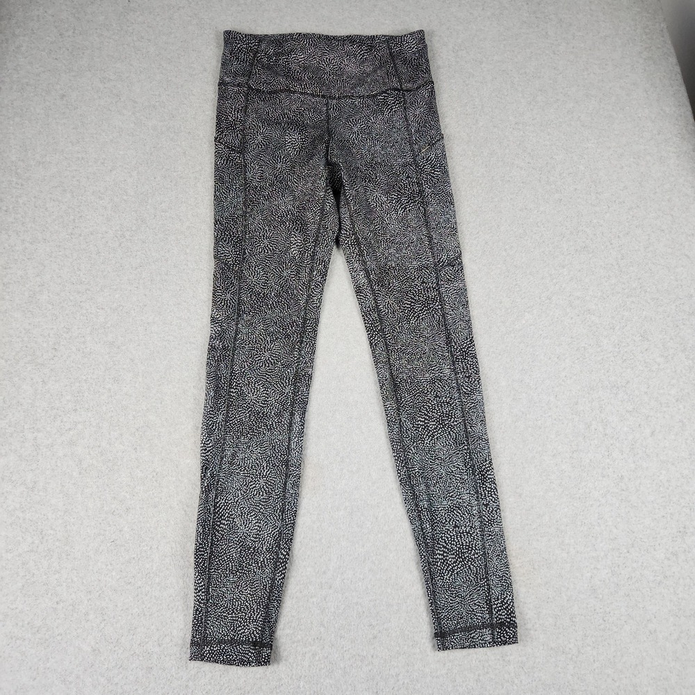 CRZ YOGA Leggings Womens XS‎ Black White Dotted High Rise Side Pocket Athletic